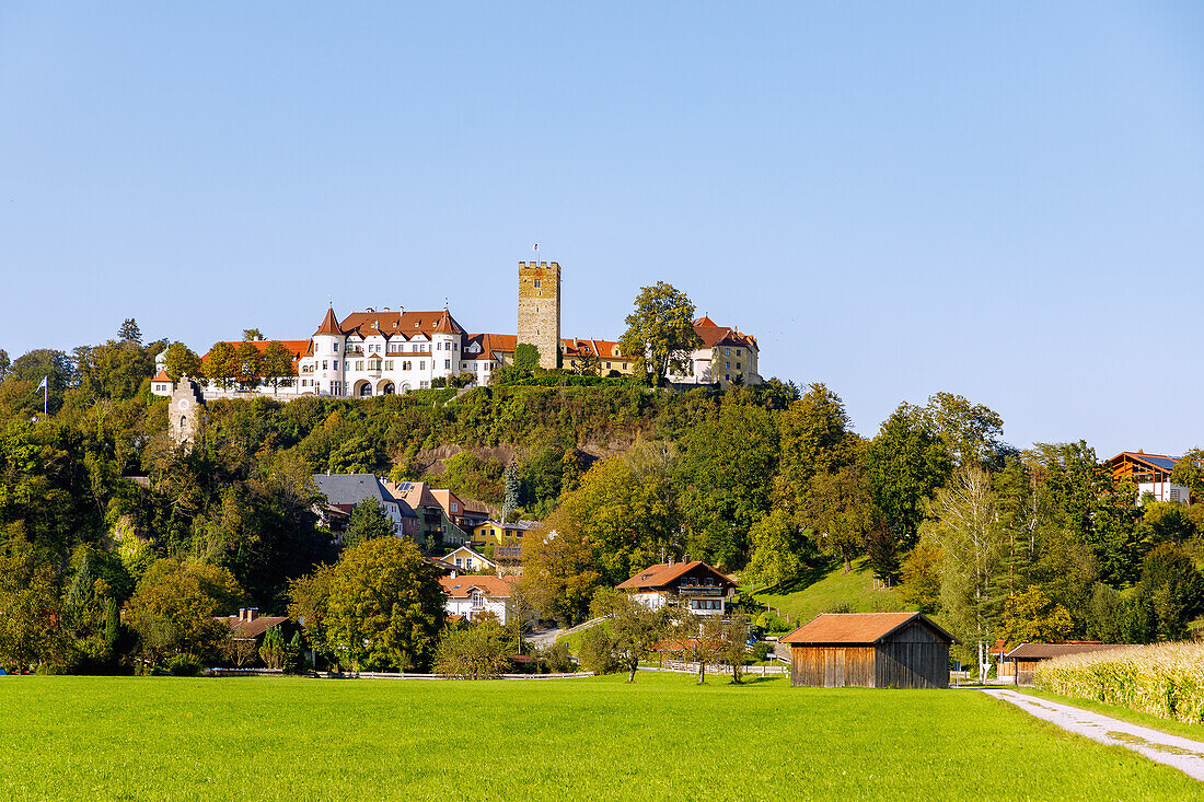  Neubeuern Castle and town of Neubeuern in Chiemgau in Upper Bavaria in Germany 