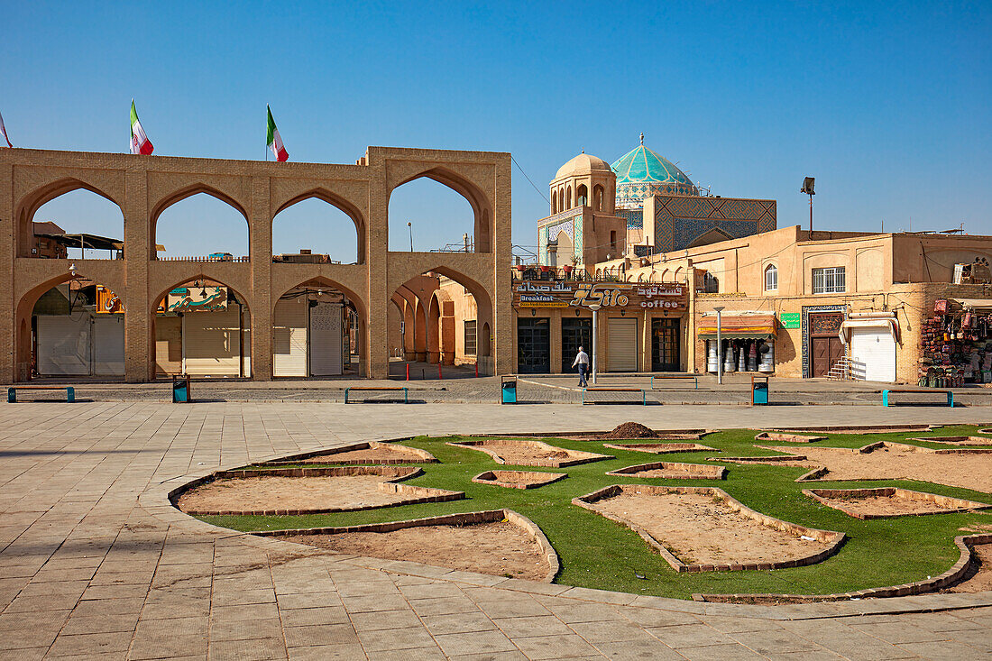 Unfinished flower bed in the Amir Chakhmaq Square in the old town of Yazd, Iran.