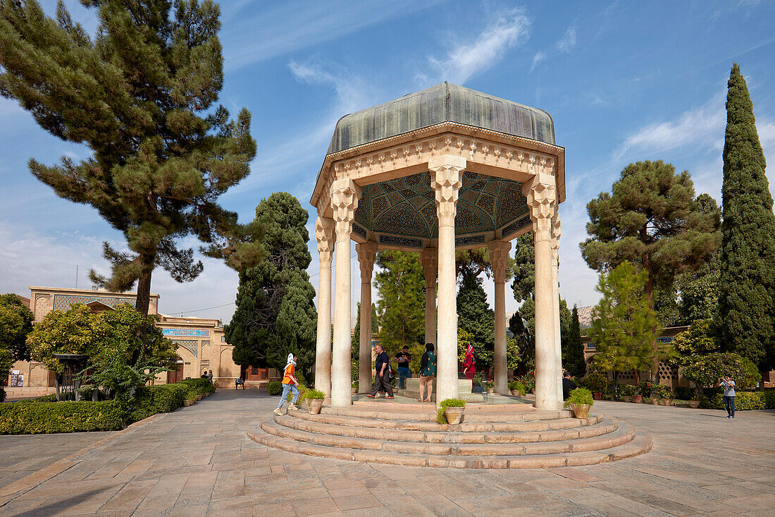 The domed pavilion built over the tomb of Hafez, one of the greatest Persian poets of all times. Shiraz, Iran.