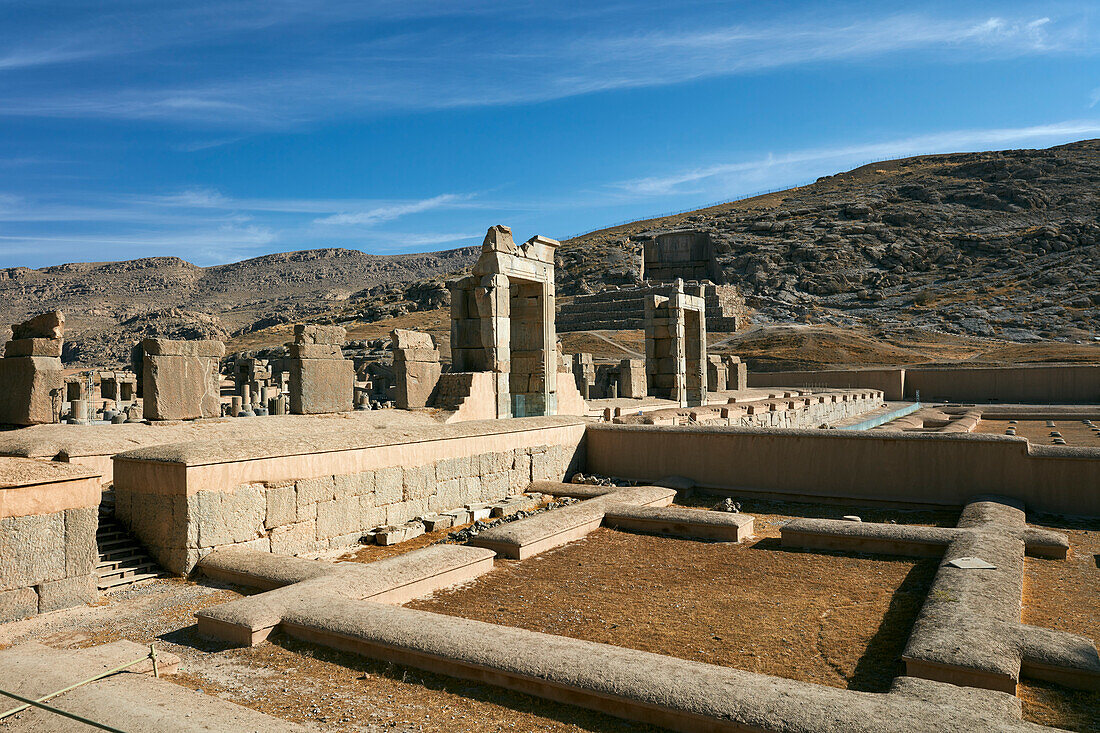  Ruinen von Persepolis, zeremonielle Hauptstadt des Achämenidenreichs (550–330 v. Chr.). Provinz Fars, Iran. 