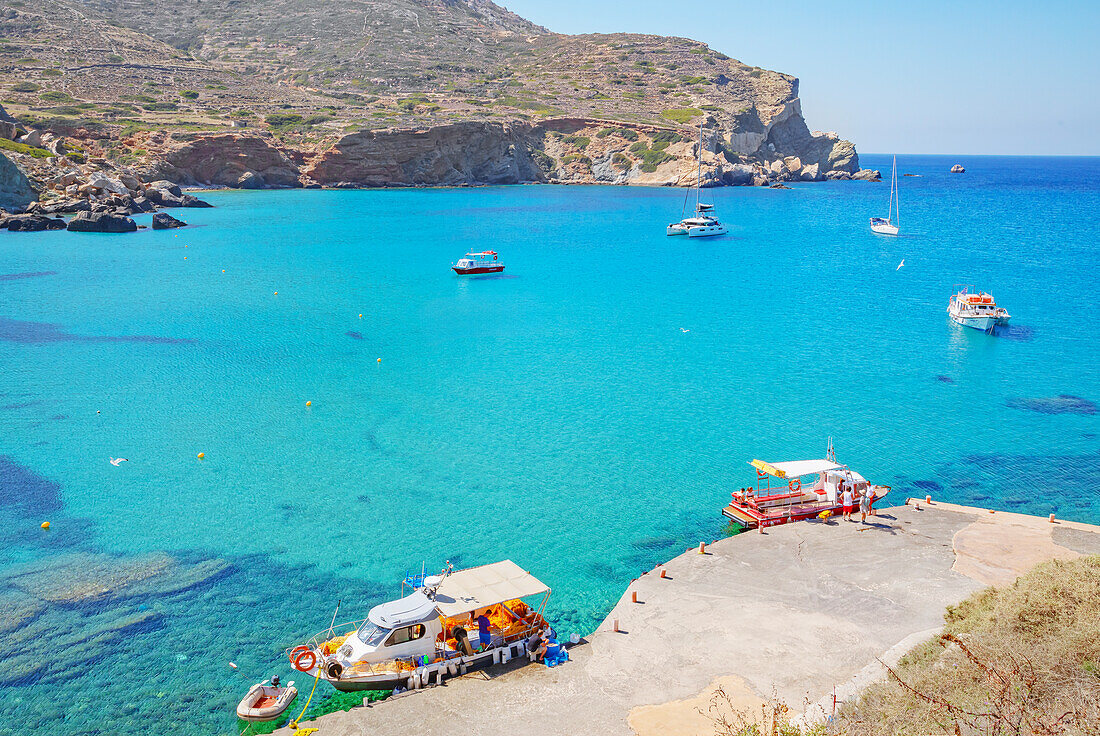 View of Agali bay, Agali, Folegandros Island, Cyclades Islands, Greece