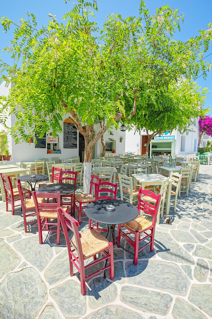  Café im Freien, Chora, Insel Folegandros, Kykladen, Griechenland 