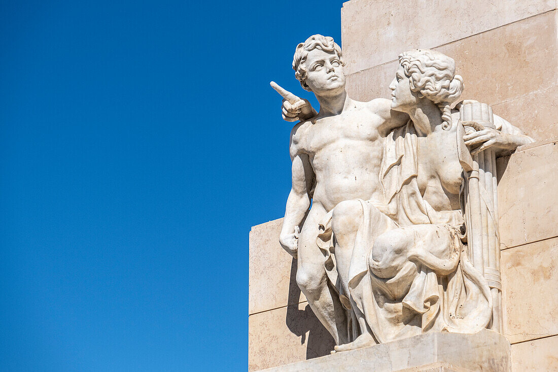 Detail of the monument dedicated to the fallen of the First World War (Monumento ai Caduti d'Italia) in Brindisi, Puglia, Italy.