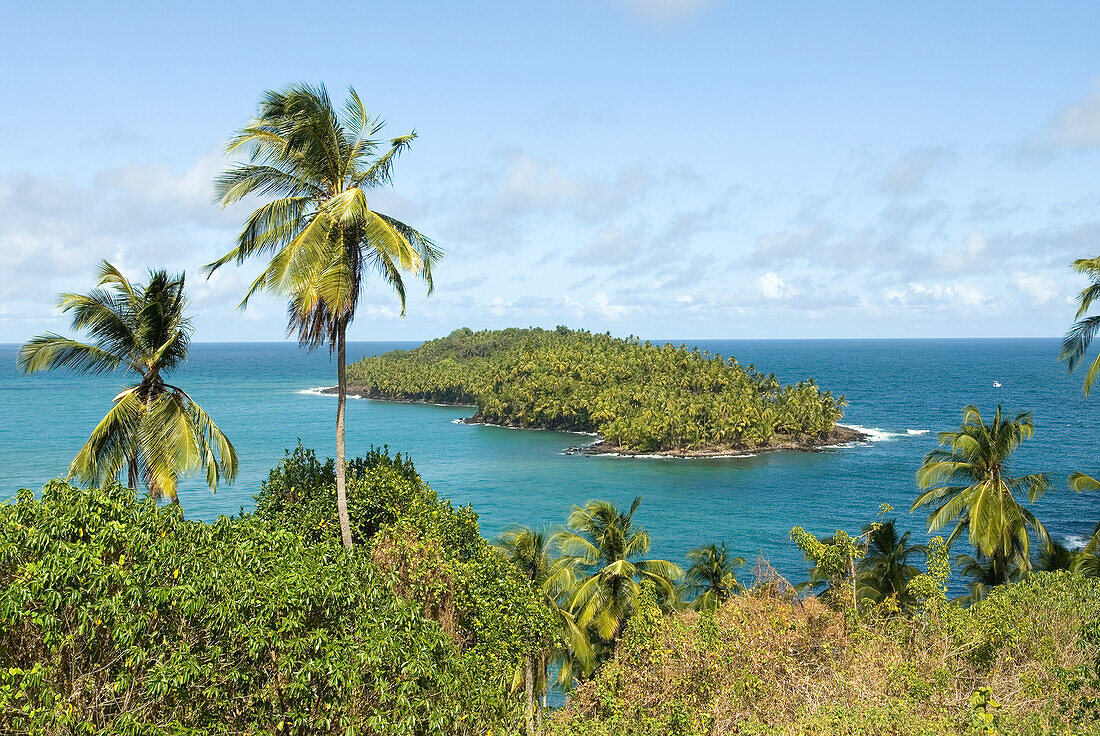 Ile du Diable viewed from the Ile Royale,Iles du Salut (Islands of Salvation),French Guiana,overseas department and region of France,Atlantic coast of South America