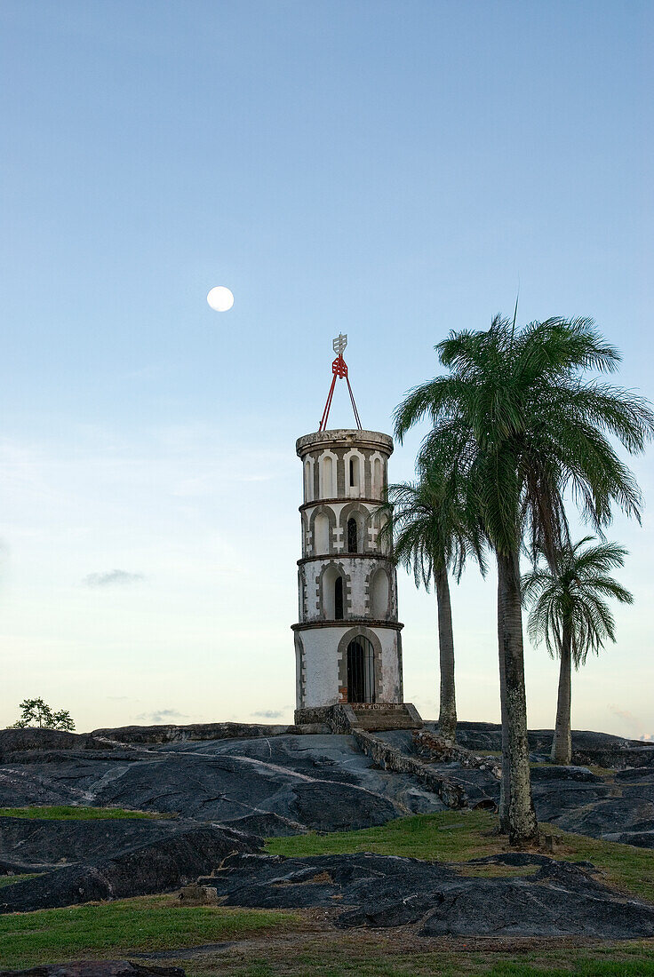 Dreyfus Tower, remains of the penal colony, Pointe des Roches (Rock Headland), Kourou,French Guiana,overseas department and region of France,Atlantic coast of South America