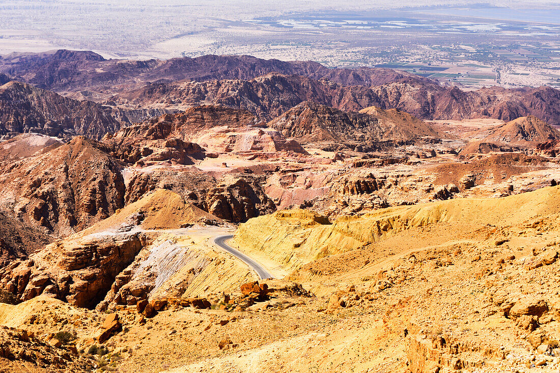 Dana Biosphere Reserve, with the Araba valley in the background, Jordan, Near East, Southern Levant, West Asia