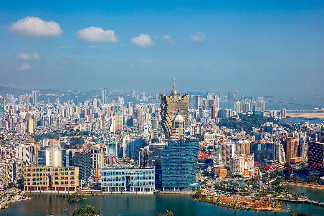 Aerial view of the Macau Peninsula. Macau, China.