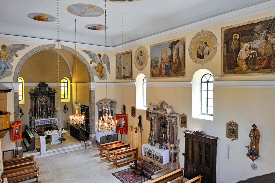 im Inneren der Kirche, Dorf Velo Grablje, Insel Hvar, Dalmatien, Kroatien, Südosteuropa