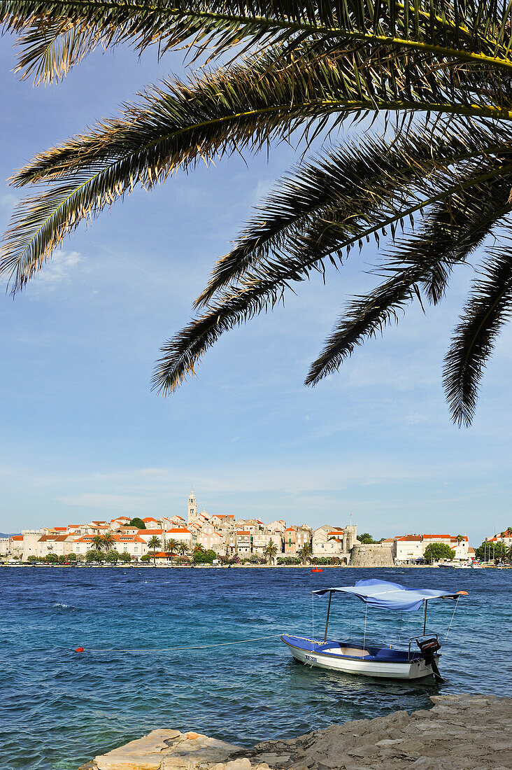 Blick auf die Altstadt von Korcula, Insel Korcula, bei Dubrovnik, Dalmatien, Kroatien, Südosteuropa