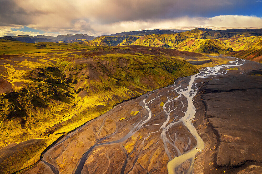  Summer, Aerial, Glacier River, River, Abstract, Iceland, Europe 