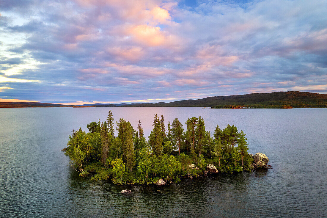  summer, aerial view, aerial, forest, lake, island, wilderness, Lapland, Sweden, Europe 