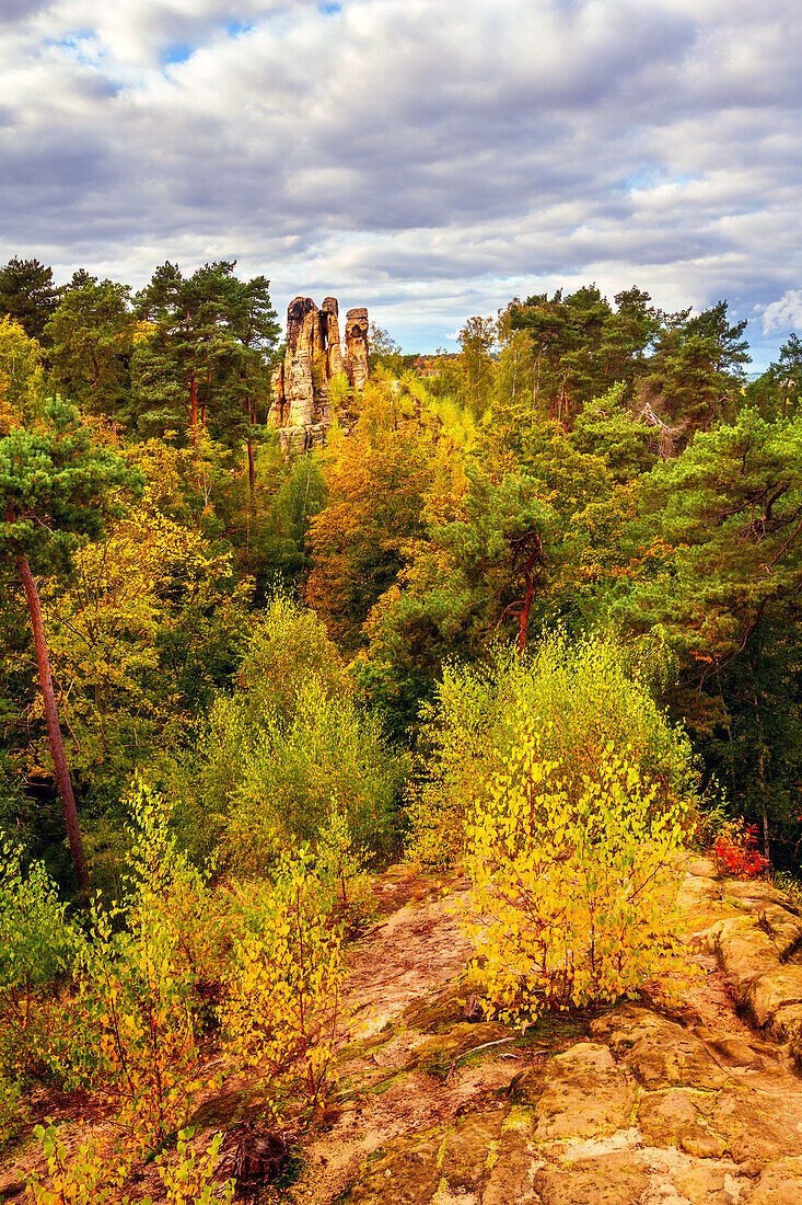  FÃ¼nffingerfelsen, Klus, Klusfelsen, sandstone, Halberstadt, Harz, Saxony-Anhalt, Germany, Europe 