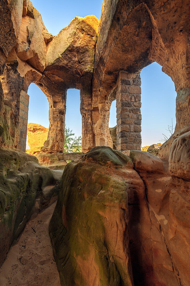  cave, ruin, Klus, Klusfelsen, sandstone, Halberstadt, Harz, Saxony-Anhalt, Germany, Europe 