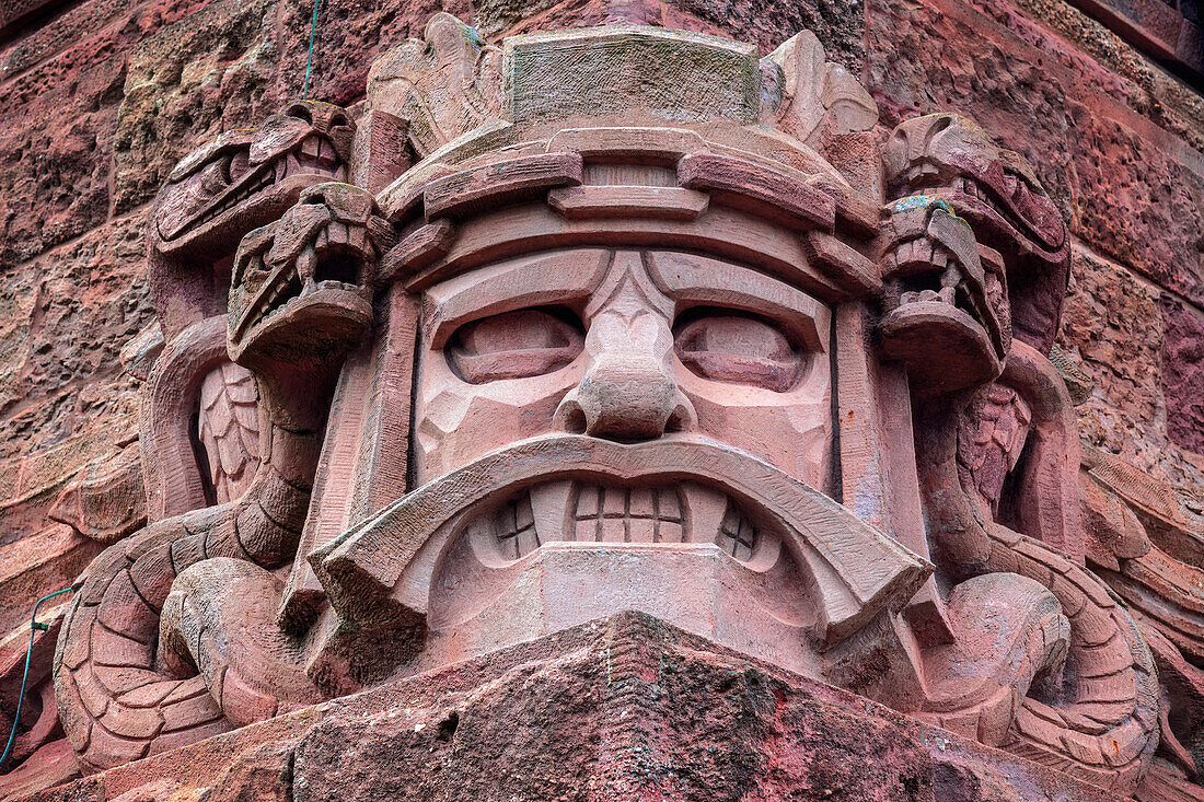  Barbarossa, face, sculpture, Kyffhäuser, monument, Kyffhäuserland, Harz, Thuringia, Germany, Europe 