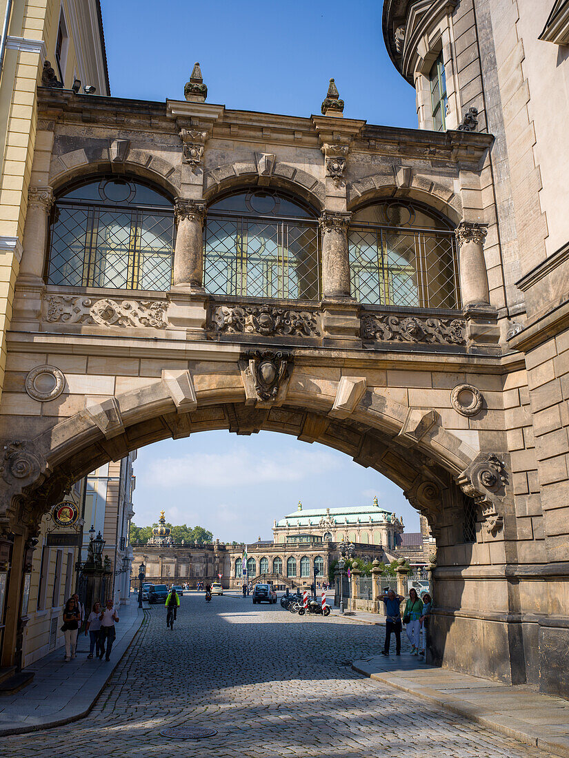  View from Taschenberg to the Dresden Zwinger, Old Town, Dresden, Saxony, Germany, Europe 