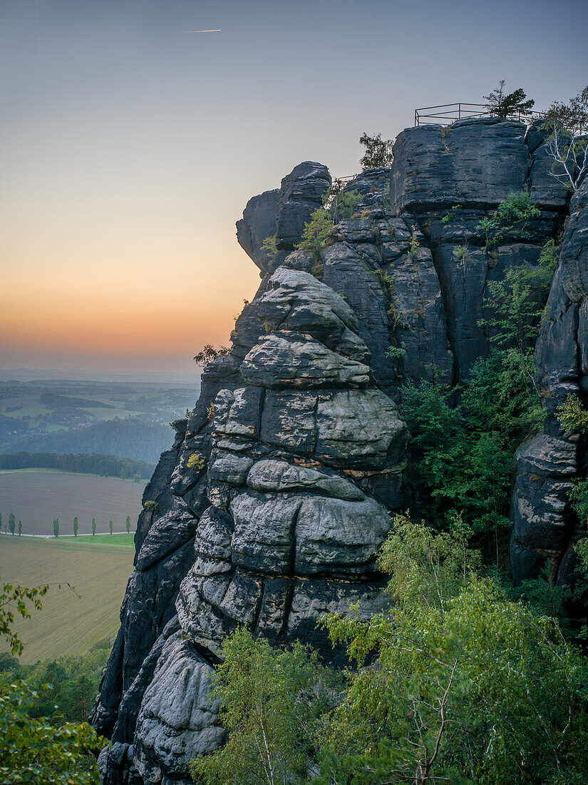  Sunset at Lilienstein, Saxon Switzerland, Elbe Sandstone Mountains, Saxony, Germany, Europe 