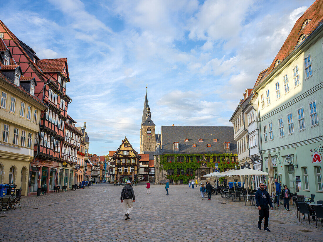 Marktplatz, Welterbestadt Quedlinburg, Harz, Sachsen-Anhalt, Mitteldeutschland, Deutschland, Europa