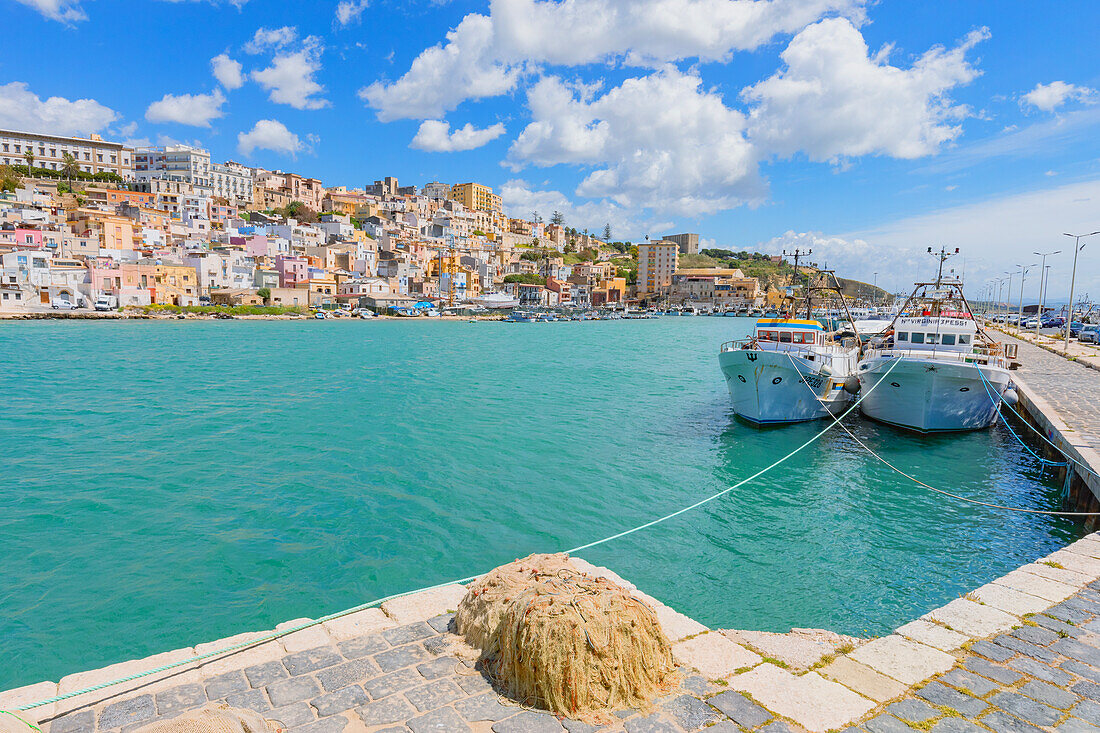 View of Sciacca harbour, Sciacca, Agrigento district, Sicily, Italy\n\n