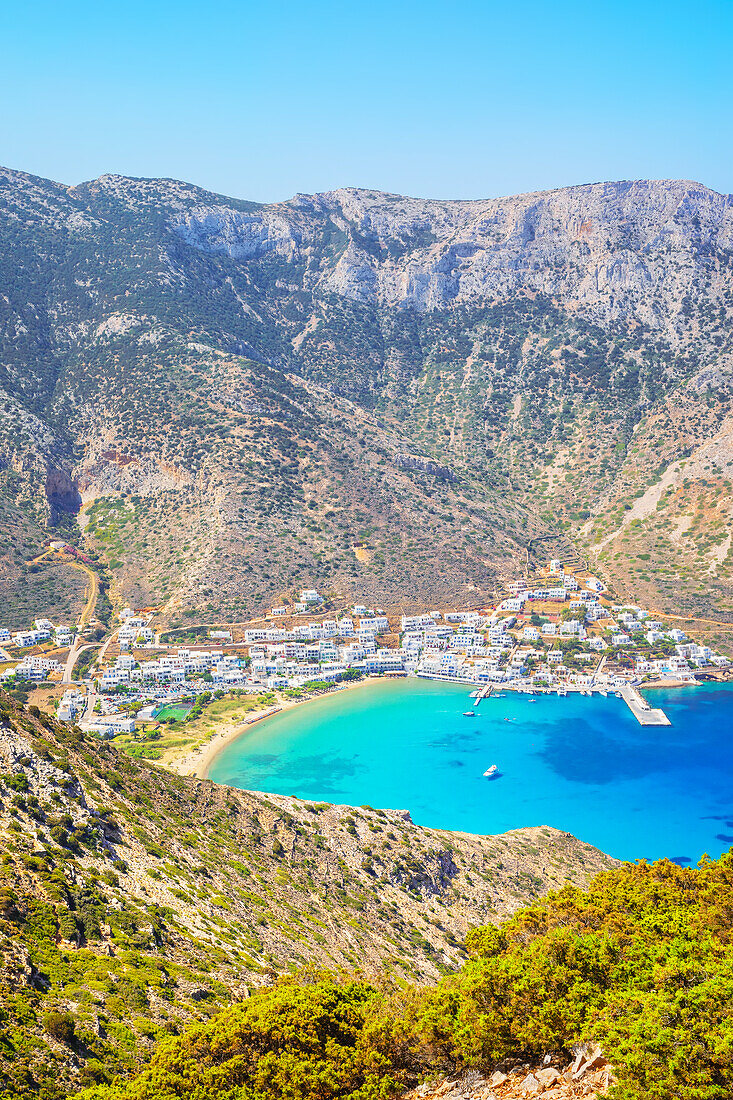 Kamares port, high angle view, Kamares, Sifnos Island, Cyclades Islands, Greece