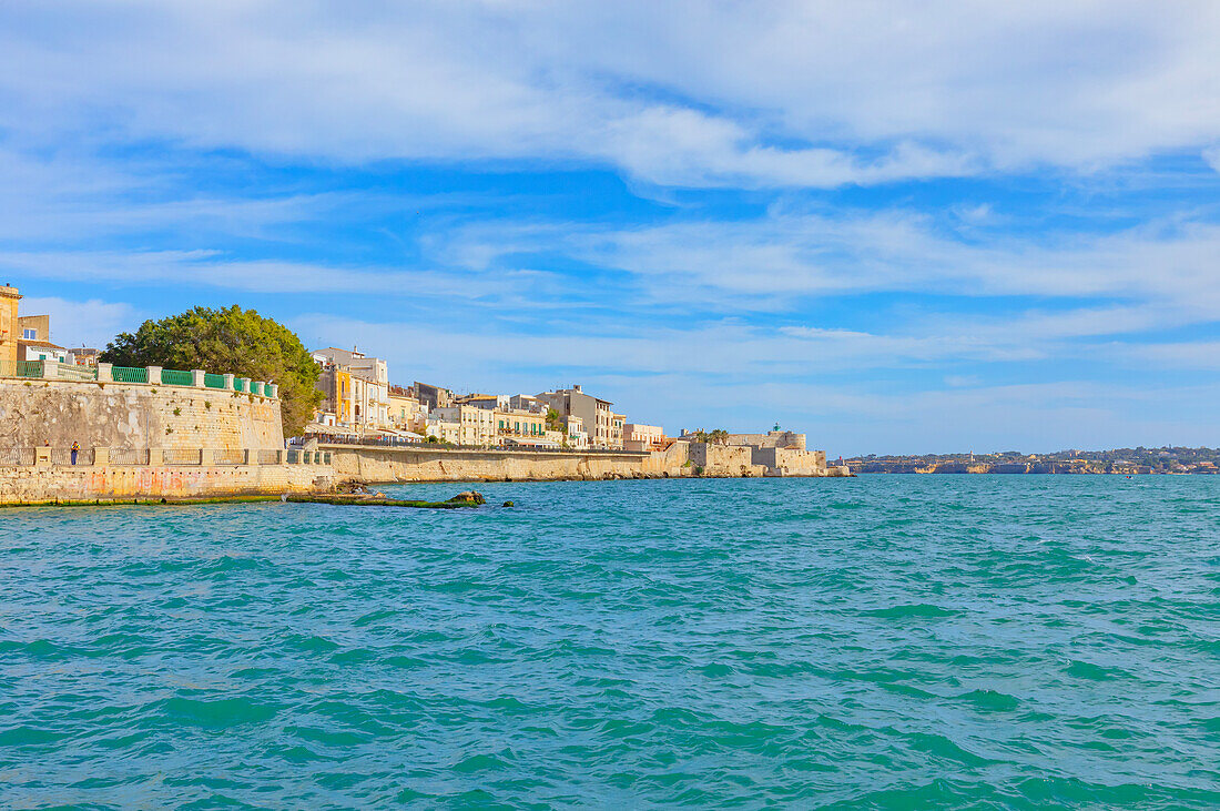 Ortygia historic district seafront, Ortygia, Syracuse, Sicily, Italy