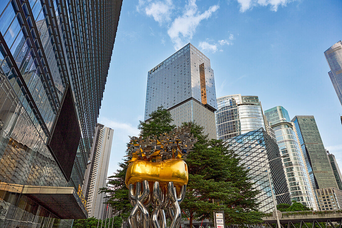 Modern high-rise commercial buildings in Zhujiang New Town, a central business district in Tianhe District, Guangzhou city, Guangdong province, China.