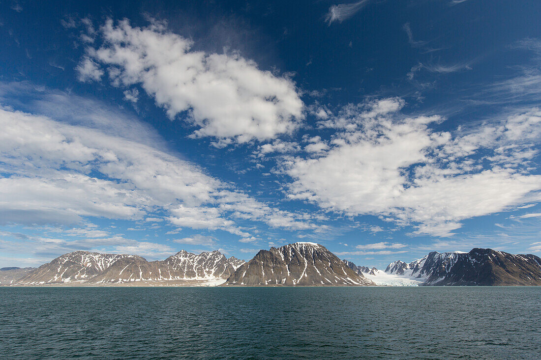  Mountains in the Bjornfjord at Smeerenburgbreen, Spitsbergen, Norway 