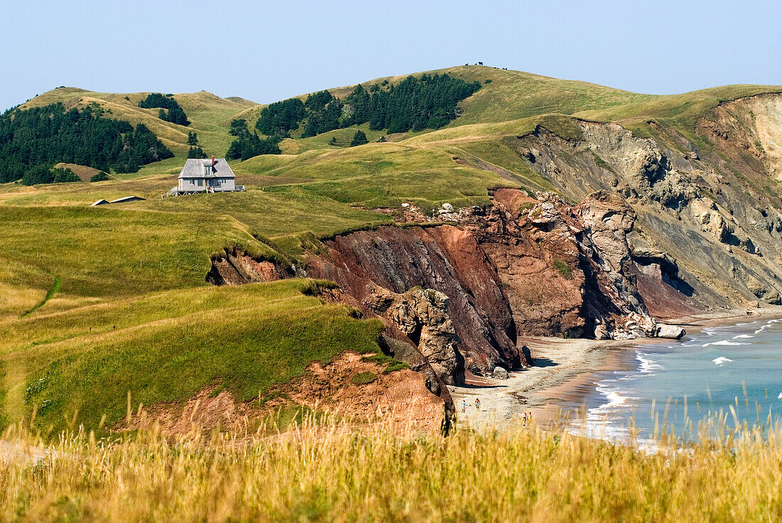 Felsenküste Firmin Cove, Cap Alright, Insel Havre aux Maisons, Magdalen Islands, Sankt-Lorenz-Golf, Provinz Quebec, Kanada, Nordamerika