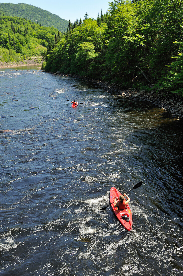 kayak on Jacques-Cartier river,Jacques-Cartier National Park,Province of Quebec,Canada,North America