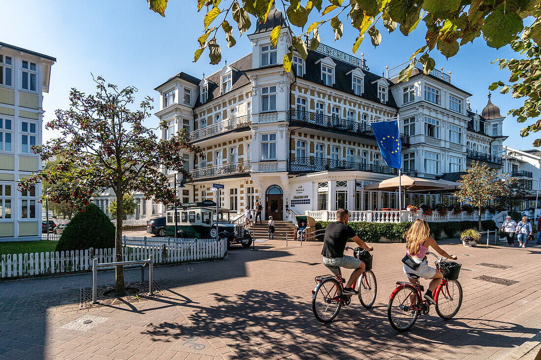  Ahlbecker Hof, wellness hotel, luxury hotel, cyclists, Baltic Sea resort of Ahlbeck, Usedom, Mecklenburg-Western Pomerania, Germany, Europe 