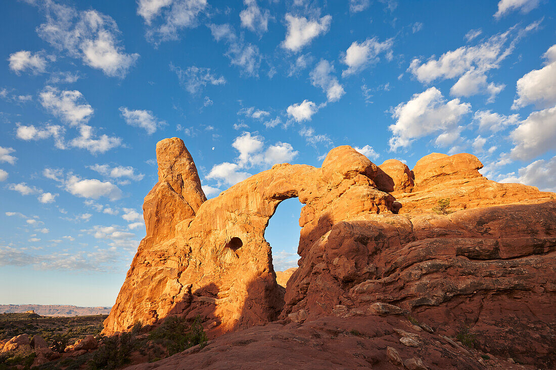 Morning view of the Turret Arch in Arches National Park. Utah, USA.