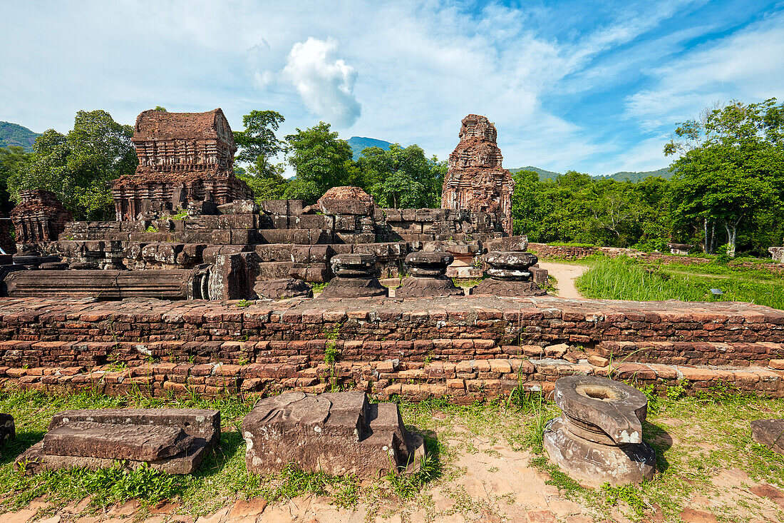 Ancient temple ruins of the Group B in My Son Sanctuary, Quang Nam Province, Vietnam.