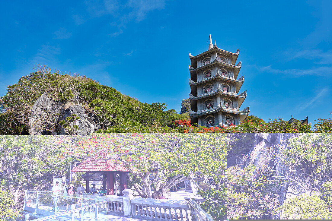  Außenansicht des Xa-Loi-Turms auf dem Berg Thuy Son. Die Marmorberge, Da Nang, Vietnam. 