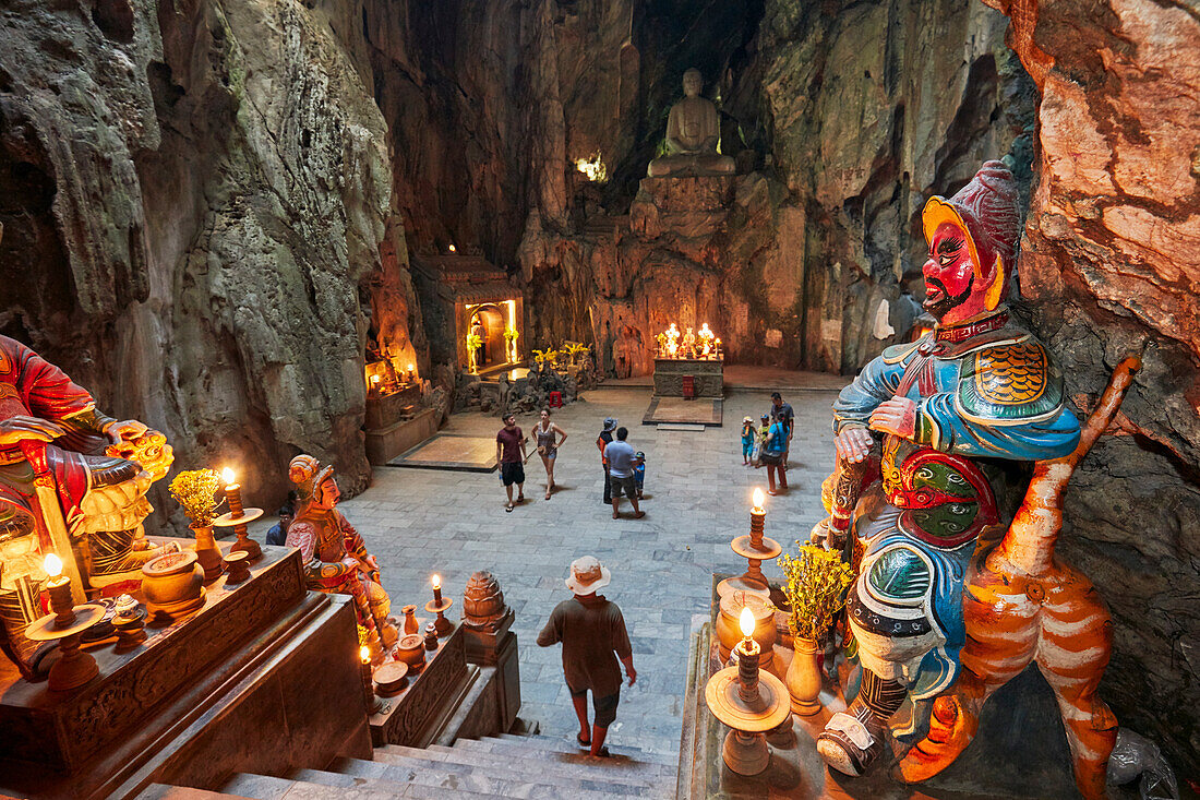 Interior view of the Huyen Khong Cave. Thuy Son Mountain, The Marble Mountains, Da Nang, Vietnam.