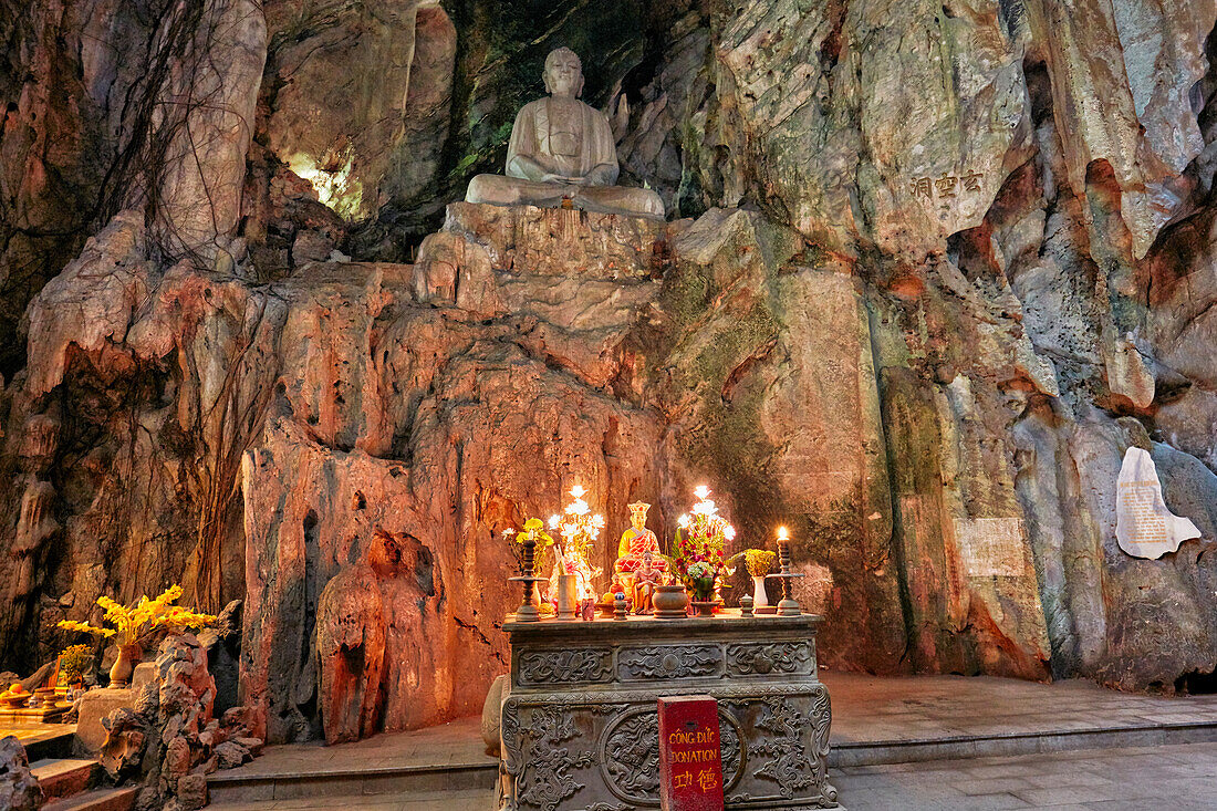 Interior view of the Huyen Khong Cave. Thuy Son Mountain, The Marble Mountains, Da Nang, Vietnam.