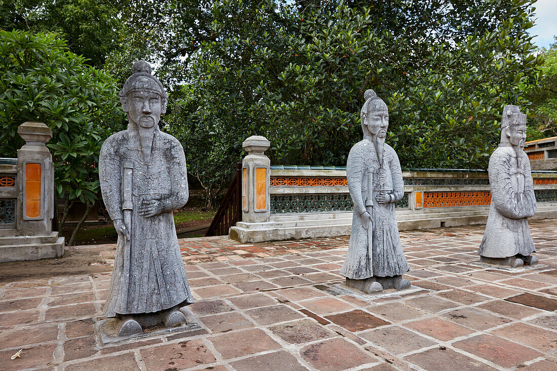 Statues of Mandarins at the Tomb of Tu Duc. Hue, Vietnam.