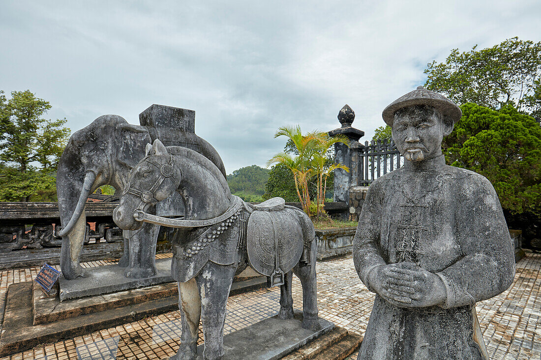 Statues at the Salutation Court. Tomb of Khai Dinh (Ung Tomb), Hue, Vietnam.