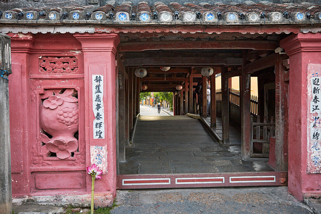 Entrance gate to the Japanese Covered Bridge. Hoi An Ancient Town, Quang Nam Province, Vietnam.