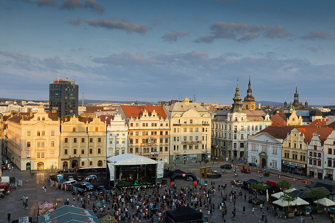 Music Festival, view from Terrace Restaurant Hotel Central, Market Square, Pilsen, Czech Republic