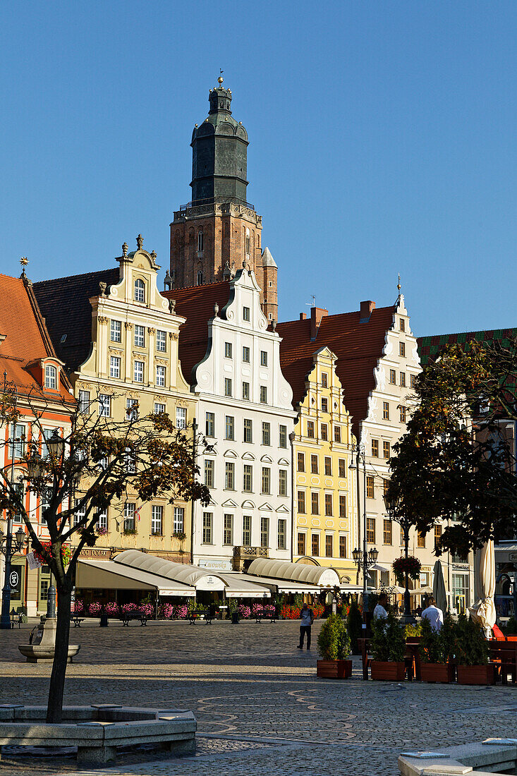 Facades, Restaurants, Rynek, Wroclaw, Breslau, Lower Silesia, Poland