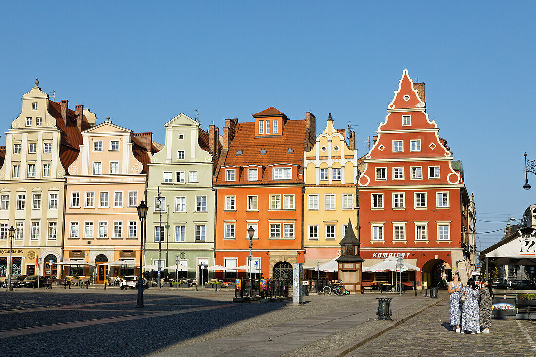 Facades, Restaurants, Salt Market,  Wroclaw, Breslau, Lower Silesia, Poland