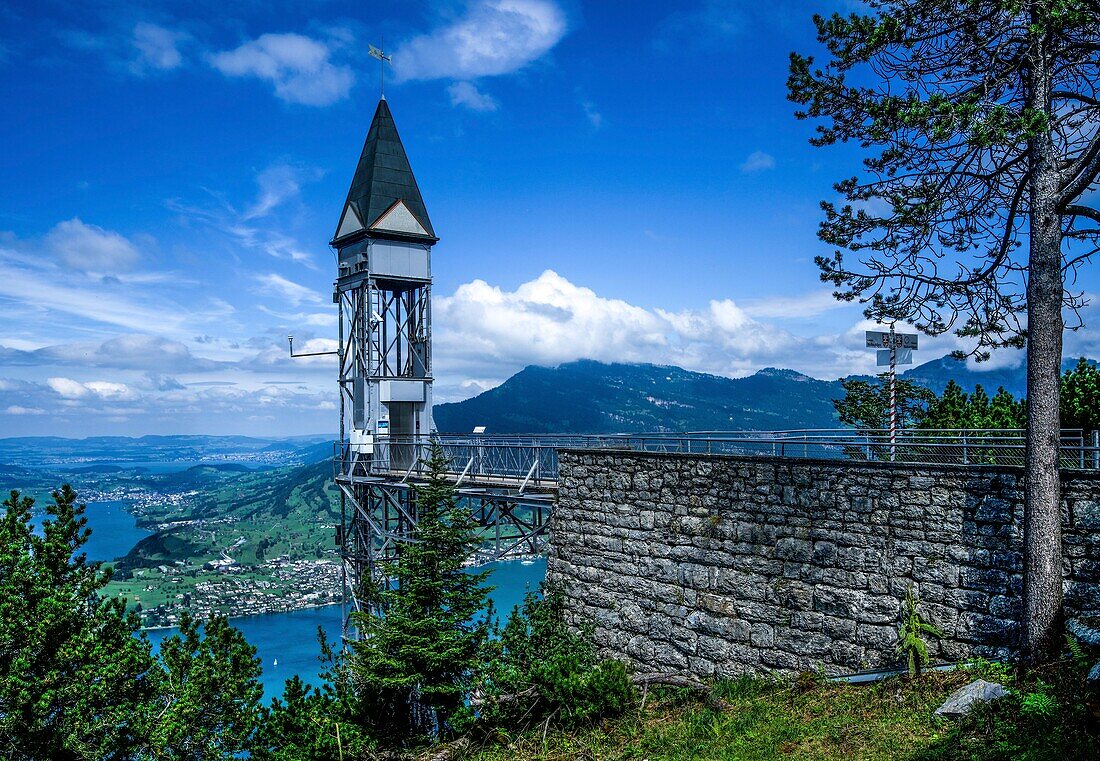  Hammetschwand lift, view of Lake Lucerne and the Alpine mountains, Canton Nidwalden, Switzerland 