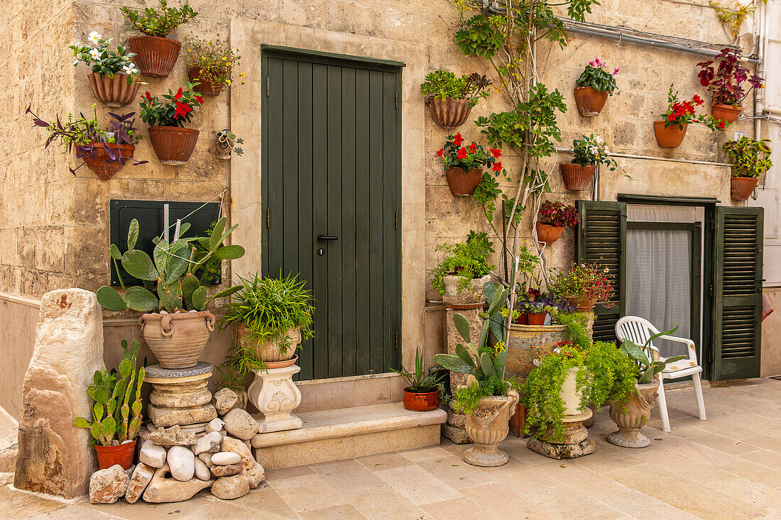 Richly decorated streets of Monopoli, Puglia, Italy.