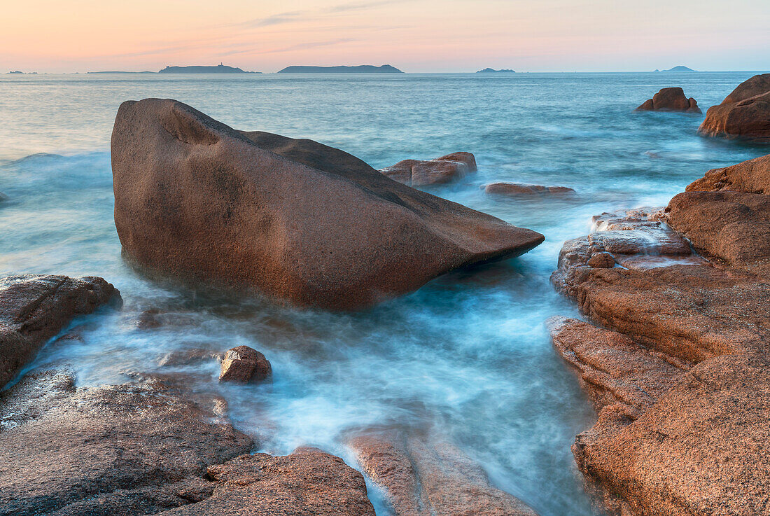  Rock formations on the Côte de Granit Rose, Brittany, France. 