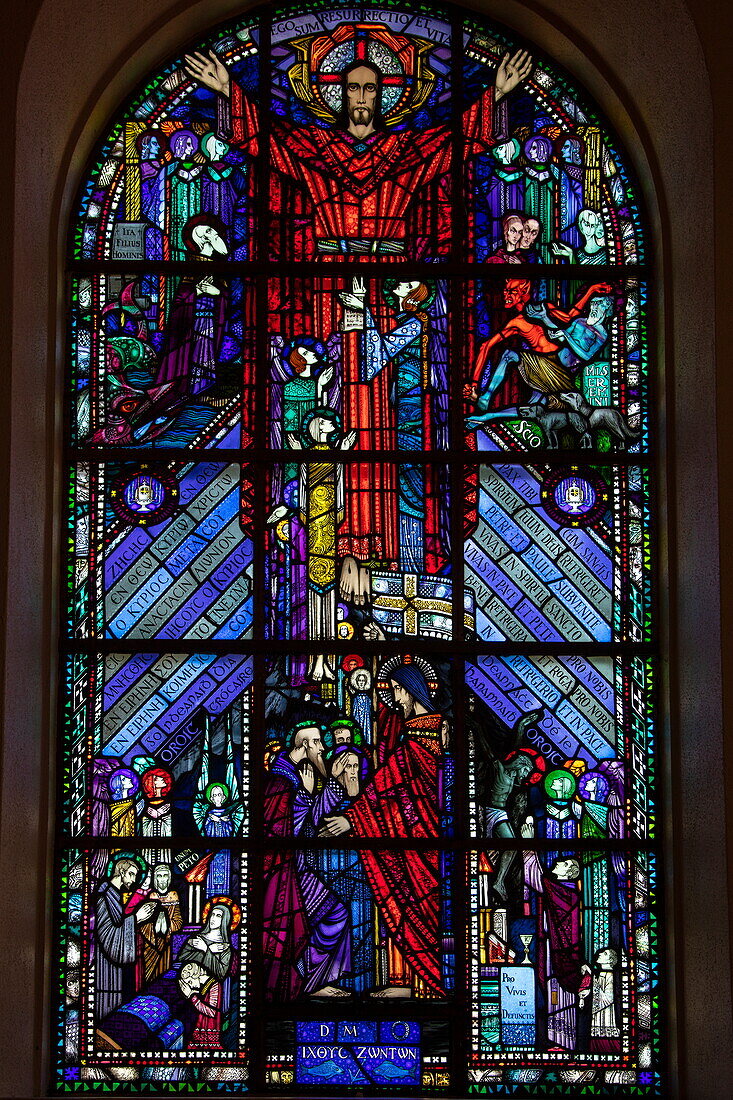  Stained glass window inside the Church of Saints Peter and Paul, Athlone, County Westmeath, Ireland, Europe 