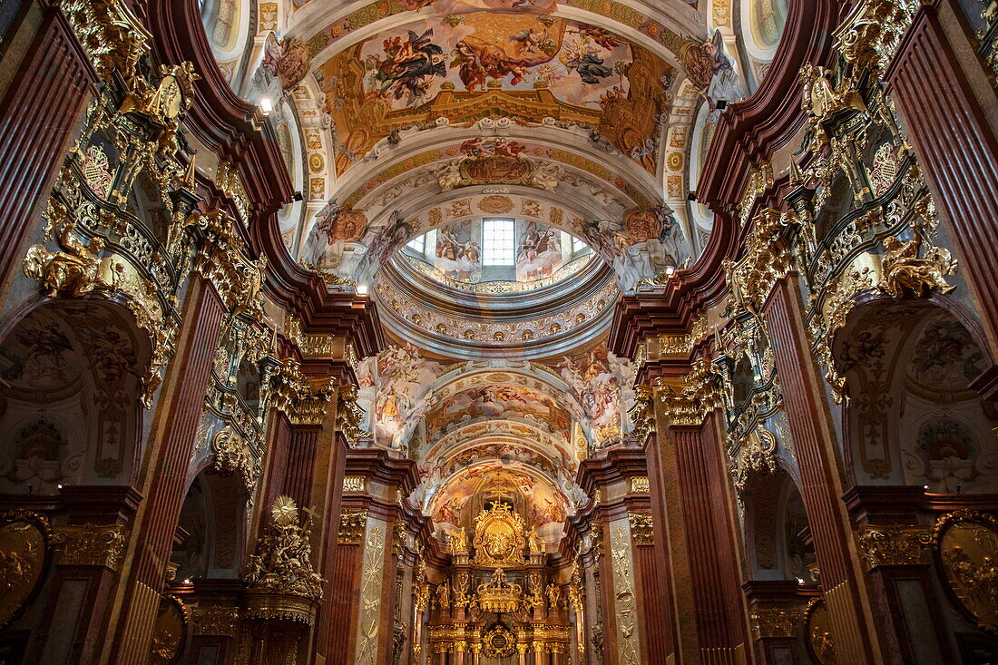  Interior view of Melk Abbey (Stift Melk), Melk, Wachau, Lower Austria, Austria, Europe 