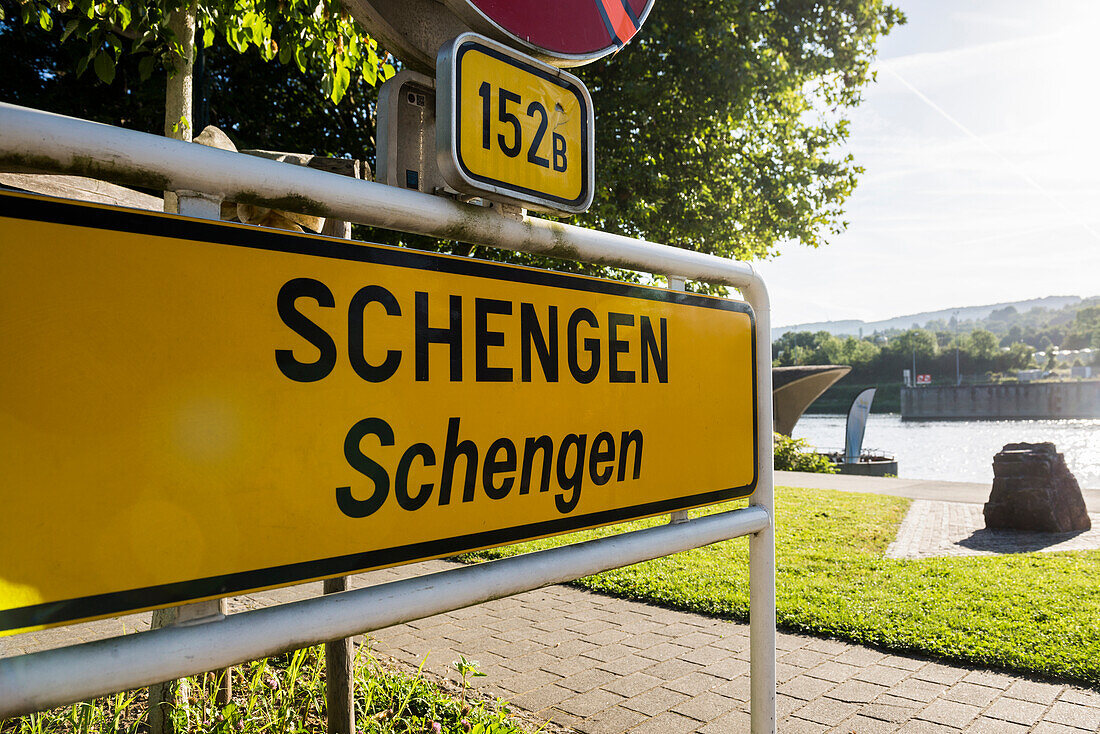  Street sign, Schengen, Canton Remich, Luxemburg, Luxembourg 