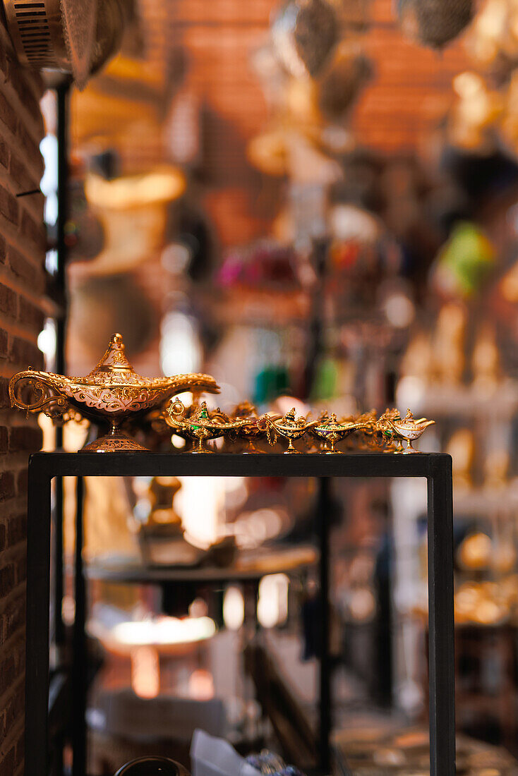  Arabian magic lamps at Tinsmiths Square near the historic Medina of Marrakech. 