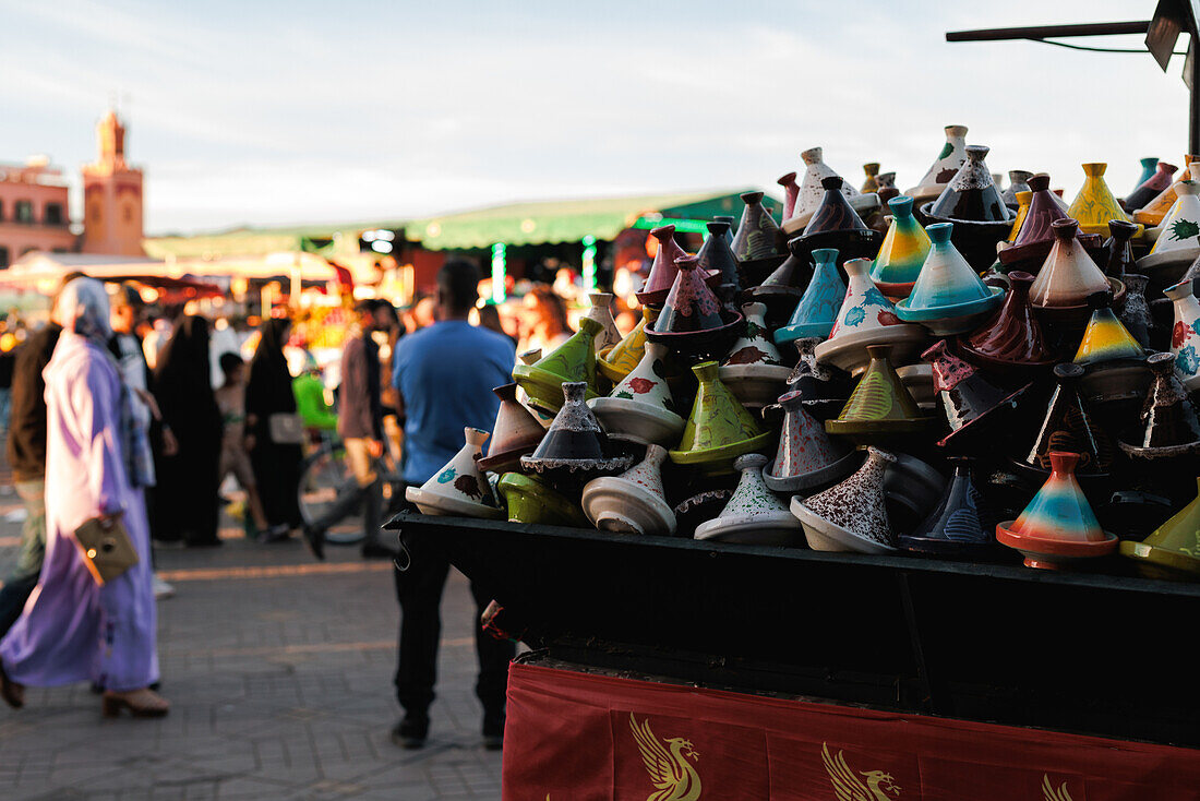  Goods and shopping in the old historic Medina of Marrakech. 