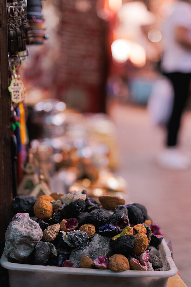  Goods and shopping in the old historic Medina of Marrakech. 