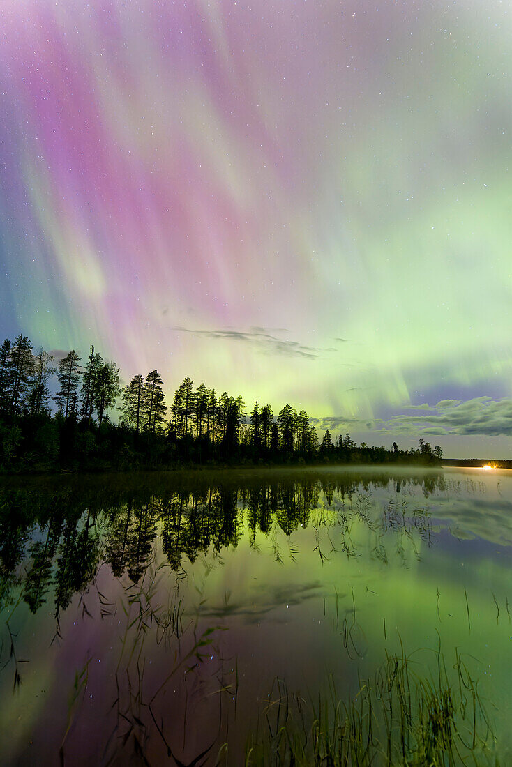  Northern lights, Aurora borealis, in the night sky, Dalarna, Sweden 